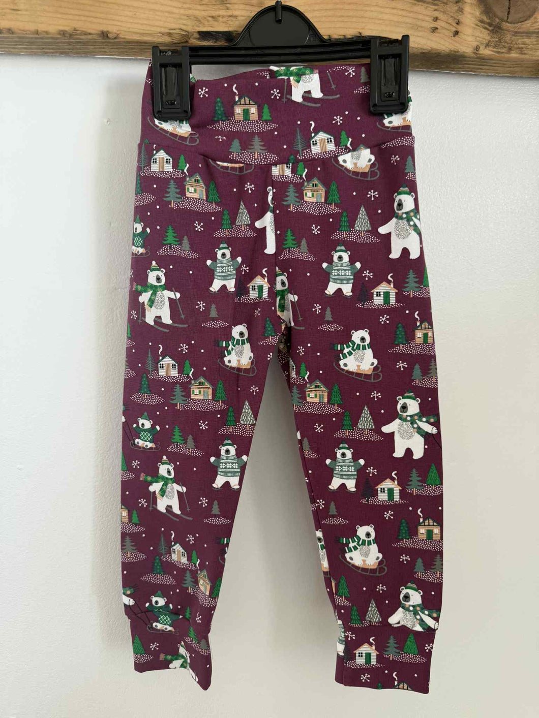 READY MADE polar bear leggings 12-18 months