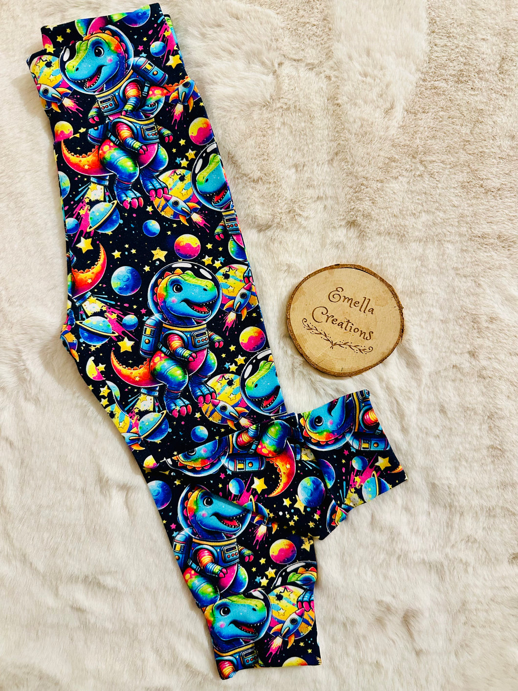 READY MADE space dinos leggings 9-12 months